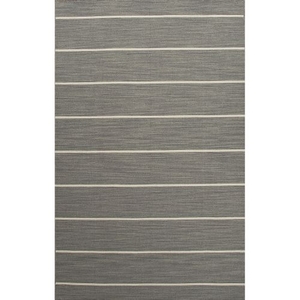 Cape Cod Handmade Stripe Gray / White Area Rug (8'  x  10')