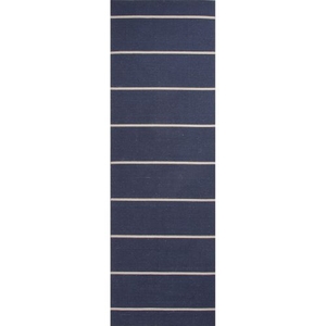 Cape Cod Handmade Stripe Blue / White Runner Rug (2'6"  x  8')