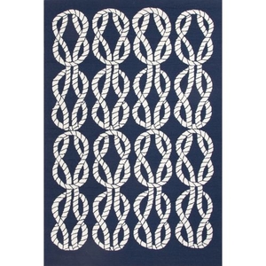 Roped In Indoor / Outdoor Abstract Navy / White Area Rug (7'6"  x  9'6")