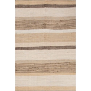 Pueblo Handmade Stripe Brown / White Area Rug (5'  x  8')
