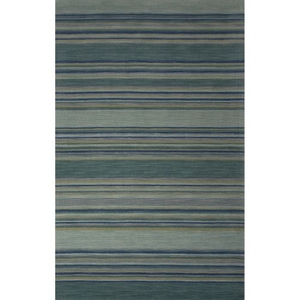 Jetty Handmade Stripe Green / Blue Area Rug (8'  x  10')
