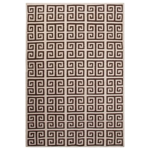 Melina Handmade Geometric White / Dark Brown Area Rug (5'  x  8')