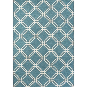 Duran Handmade Trellis Blue / White Area Rug (5'  x  7'6")