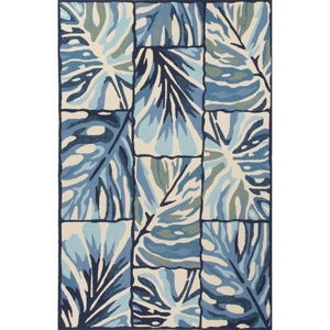 Design Campus by Ten Palms Indoor / Outdoor Floral Blue / White Area Rug (2'  x  3')