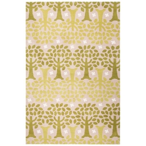 Petit Collage by Trees Handmade Floral Green / White Area Rug (5'  x  7'6")