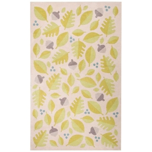 Petit Collage by Foliage Handmade Floral White / Green Area Rug (2'  x  3')
