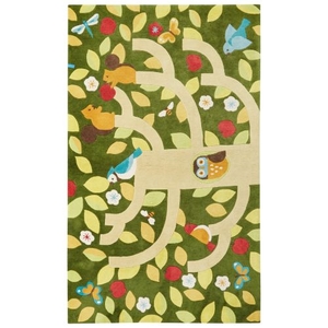 Petit Collage by Treetop Handmade Floral Green / Yellow Area Rug (2'  x  3')