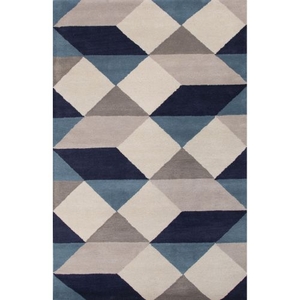 Luli Sanchez by Ojo Handmade Geometric Blue / Gray Area Rug (9'  x  13')