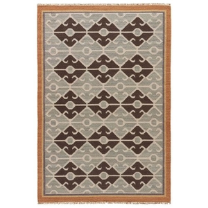 Sultan Handmade Geometric Gray / Brown Area Rug (5'  x  8')