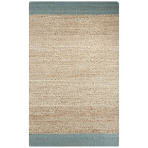 Mallow Natural Bordered Tan / Blue Area Rug (4'  x  6')