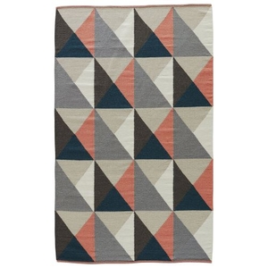 Ritner Handmade Geometric Gray / Coral Area Rug (5'  x  8')