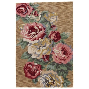 Corsage Handmade Floral Gold / Pink Area Rug (5'  x  7'6")