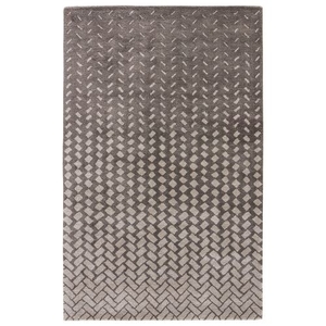 Silas Handmade Geometric Gray / Off-White Area Rug (5'  x  8')