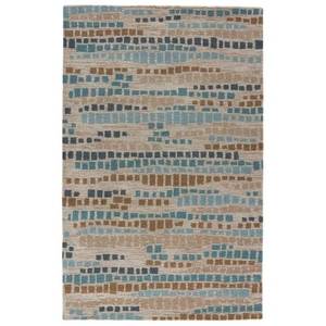 National Geographic by Jalal Handmade Dots Blue / Beige Area Rug (5'  x  8')