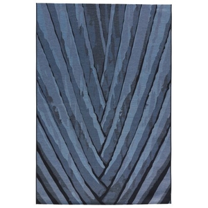 National Geographic by Palm Leaf Indoor / Outdoor Floral Blue / Black Area Rug (5'3"  x  7'6")