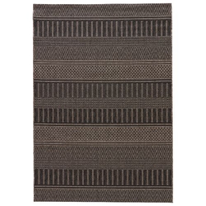 Staniel Indoor / Outdoor Stripe Black / Gray Area Rug (5'  x  7')