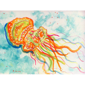 Orange Jellyfish Door Mat