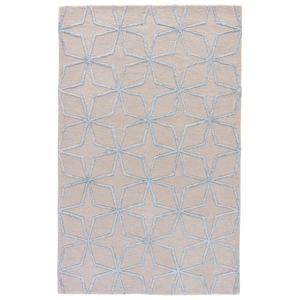 Lystra Handmade Geometric Cream / Blue Area Rug (5'  x  8')