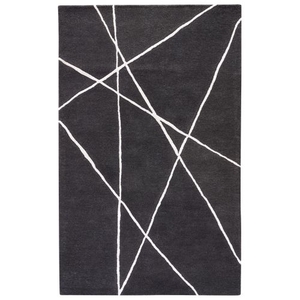 Navonna Handmade Abstract Dark Gray / White Area Rug (5'  x  8')