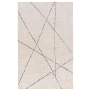 Navonna Handmade Abstract Cream / Silver Area Rug (5'  x  8')