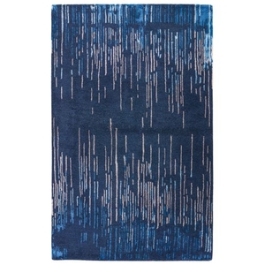 Messina Handmade Stripe Blue / Taupe Area Rug (5'  x  8')