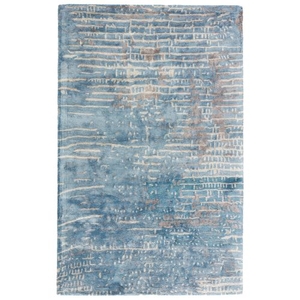 Layloe Handmade Abstract Blue / Gray Area Rug (5'  x  8')
