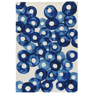 Ultramarine Indoor / Outdoor Abstract Blue / Ivory Area Rug (2'  x  3')