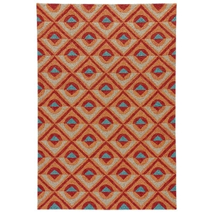Harrow Indoor / Outdoor Geometric Orange / Turquoise Area Rug (7'6"  x  9'6")