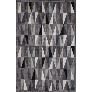 Tria Geometric Gray / White Runner Rug (2'6"  x  8')