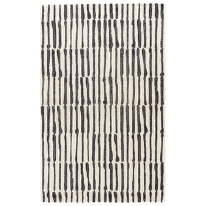 Nikki Chu by Saville Handmade Abstract White / Black Area Rug (5'  x  8')