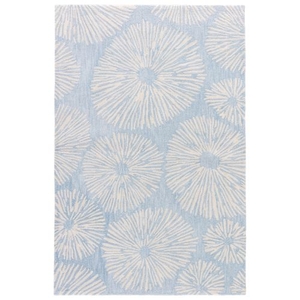 Stratus Handmade Abstract Blue / Cream Area Rug (5'  x  7'6")