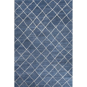 Gem Handmade Geometric Blue Runner Rug (2'6"  x  8')
