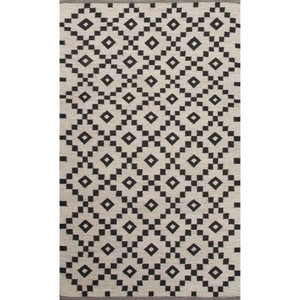 Croix Handmade Geometric Black / White Runner Rug (2'6"  x  8')