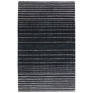 Museum Ifa by Alamos Handmade Stripe Black / Silver Area Rug (2'  x  3')