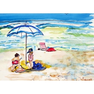 Children At The Beach Door Mat 18X26