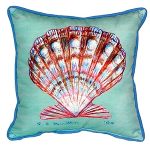 Scallop Shell - Teal Large Indoor/Outdoor Pillow 18X18