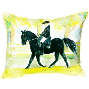 Black Horse & Rider Large Indoor/Outdoor Pillow 16X20