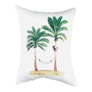 Palm Trees & Monkey No Cord Pillow 16X20