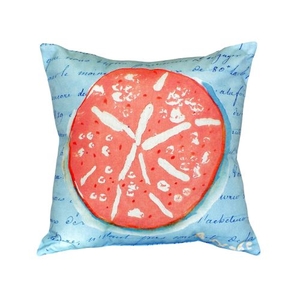 Coral Sand Dollar Blue No Cord Pillow 18X18
