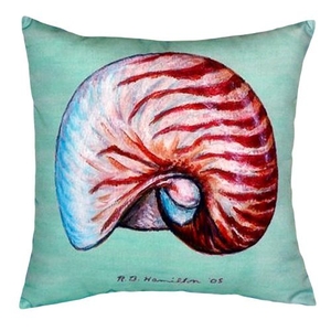 Nautilus Shell - Teal No Cord Pillow 18X18