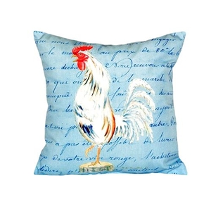 White Rooster Script No Cord Pillow 18X18