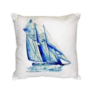 Blue Sailboat No Cord Pillow 18X18