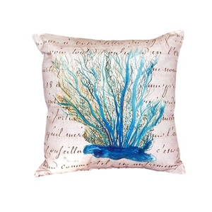 Blue Coral Beige No Cord Pillow 18X18