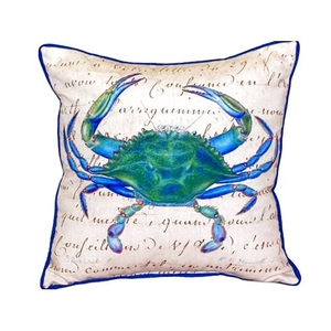Male Blue Crab Beige Small Indoor/Outdoor Pillow 12X12