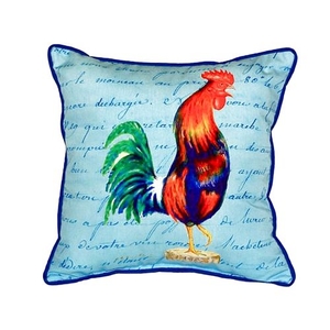 Blue Rooster Script - Small Indoor/Outdoor Pillow 12X12