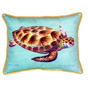 Green Sea Turtle - Teal Small Indoor/Outdoor Pillow 11X14