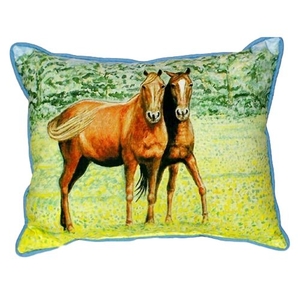 Two Horses Small Indoor/Outdoor Pillow 11X14