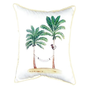 Palm Trees & Monkey Small Indoor/Outdoor Pillow 11X14