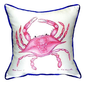 Pink Crab Small Indoor/Outdoor Pillow 12X12