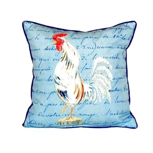 White Rooster Script Small Indoor/Outdoor Pillow 12X12